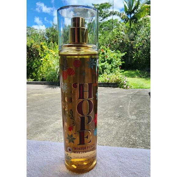 NEW Bath & Body Works HOPE Winter Peach Marshmallow Fine Fragrance Mist 8 oz - Picture 1 of 3